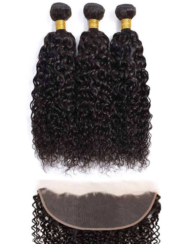 12A Kinky Curly 3 Bundle With 13x4 HD Lace Frontal