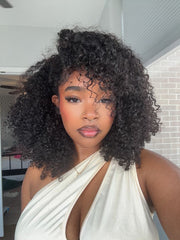 Kinky Curly Half Wig Human Hair 200 Density 3-In-1 Flip Over Half Wigs Glueless Wear and Go Wigs | U-TIMES