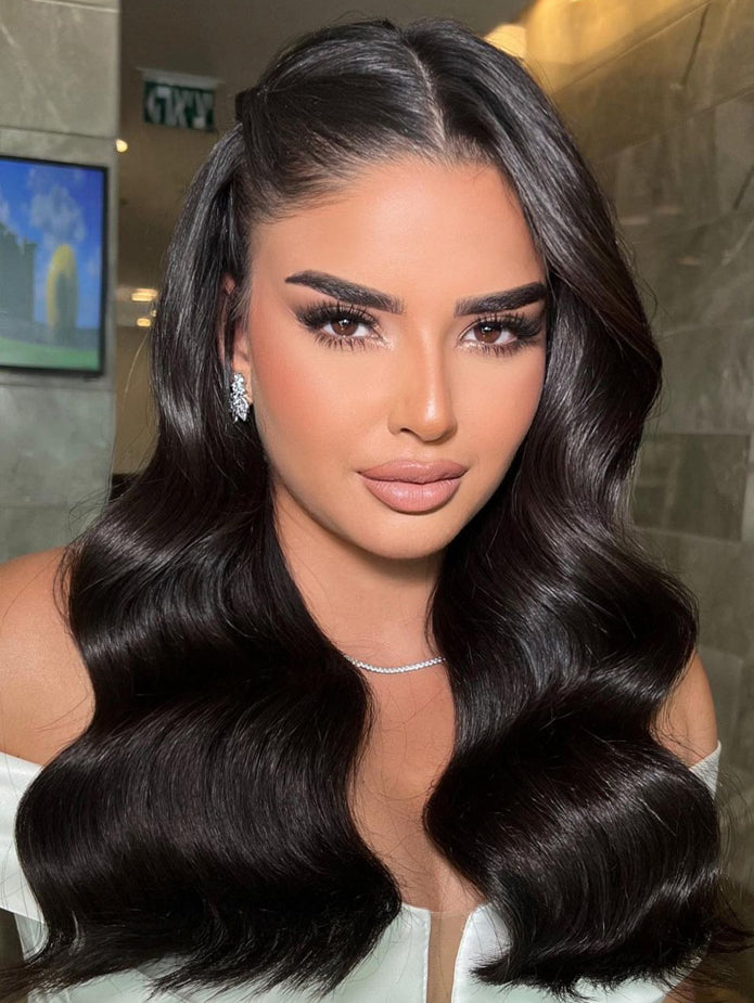 U-TIMES Clip in Hair Extensions Body Wave Real Human Hair 120g Seamless Invisible Human hair Extensions Clip ins for Women 7pcs #1B-Natural Black