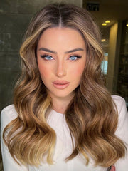 U-TIMES Clip in Hair Extensions Body Wave Real Human Hair 120g Balayage Invisible Remy Human hair Clip in Extensions for Women Seamless Chocolate Brown to Caramel Blonde