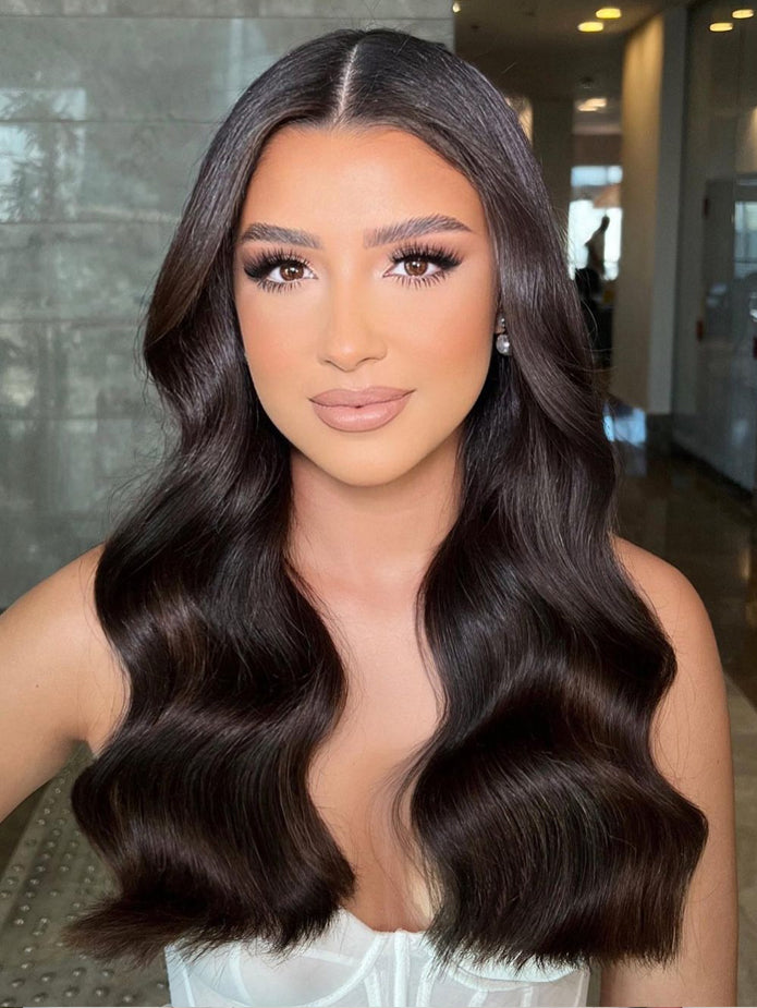 U-TIMES Clip in Hair Extensions Body Wave Real Human Hair 120g Seamless Invisible Human hair Extensions Clip ins for Women 7pcs #1B-Natural Black