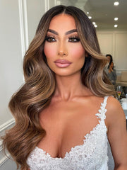 U-TIMES Clip in Hair Extensions Body Wave Real Human Hair 120g Balayage Invisible Remy Human hair Clip in Extensions for Women Seamless Chocolate Brown to Caramel Blonde