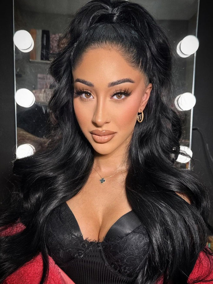 U-TIMES Clip in Hair Extensions Body Wave Real Human Hair 120g Seamless Invisible Human hair Extensions Clip ins for Women 7pcs #1B-Natural Black