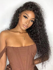 U-TIMES Kinky Curly 3 Bundles with Lace Frontal 12A Brazilian Remy Human Hair Bundles with Frontal for Women