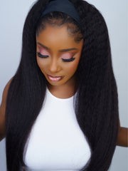 Human Hair Kinky Straight Wig Natural Black Kinky Straight Hair Wig for Women, Pre-Plucked Lace Front Wig with Baby Hair | U-TIMES