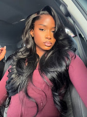 U-TIMES Body Wave Lace Closure Wigs Black Virgin Human Hair for Women