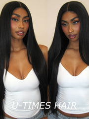U-TIMES HAIR 7x5 Pre-Cut Wigs Straight Human Hair Pre Plucked Pre Cut Lace Closure Wigs Ready and Go Straight Lace Closure Wigs for Women Natural Hairline