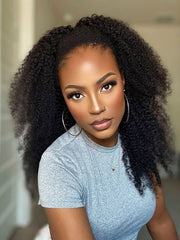Kinky Curly Half Wig Human Hair 200 Density 3-In-1 Flip Over Half Wigs Glueless Wear and Go Wigs | U-TIMES