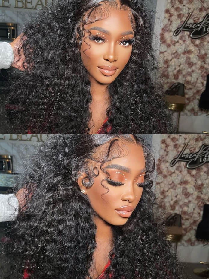 30 inch 13X4 HD Deep Curly Lace Front Human Hair Wig