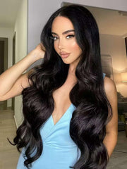 U-TIMES Body Wave Lace Closure Wigs Black Virgin Human Hair for Women