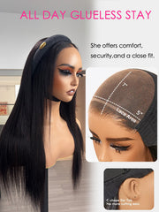 U-TIMES HAIR 7x5 Pre-Cut Wigs Straight Human Hair Pre Plucked Pre Cut Lace Closure Wigs Ready and Go Straight Lace Closure Wigs for Women Natural Hairline