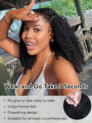 Kinky Curly Half Wig Human Hair 200 Density 3-In-1 Flip Over Half Wigs Glueless Wear and Go Wigs | U-TIMES