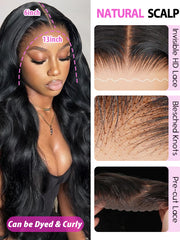 U-TIMES 13X6 straight HD Lace Front Wigs Brazilian Remy human Hair