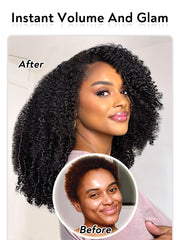 Kinky Curly Half Wig Human Hair 200 Density 3-In-1 Flip Over Half Wigs Glueless Wear and Go Wigs | U-TIMES