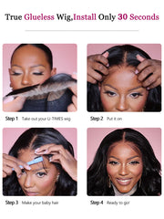 U-TIMES 13X6 straight HD Lace Front Wigs Brazilian Remy human Hair
