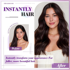 U-TIMES Clip in Hair Extensions Body Wave Real Human Hair 120g Seamless Invisible Human hair Extensions Clip ins for Women 7pcs #1B-Natural Black