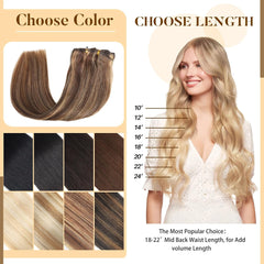 U-TIMES Clip in Hair Extensions Body Wave Real Human Hair 120g Balayage Invisible Remy Human hair Clip in Extensions for Women Seamless Chocolate Brown to Caramel Blonde