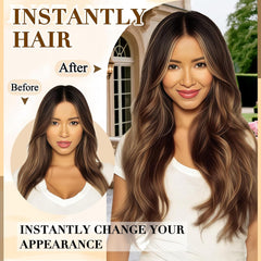 U-TIMES Clip in Hair Extensions Body Wave Real Human Hair 120g Balayage Invisible Remy Human hair Clip in Extensions for Women Seamless Chocolate Brown to Caramel Blonde