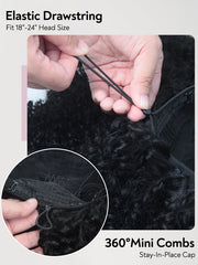 Kinky Curly Half Wig Human Hair 200 Density 3-In-1 Flip Over Half Wigs Glueless Wear and Go Wigs | U-TIMES