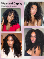 Kinky Curly Half Wig Human Hair 200 Density 3-In-1 Flip Over Half Wigs Glueless Wear and Go Wigs | U-TIMES