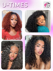 Kinky Curly Half Wig Human Hair 200 Density 3-In-1 Flip Over Half Wigs Glueless Wear and Go Wigs | U-TIMES