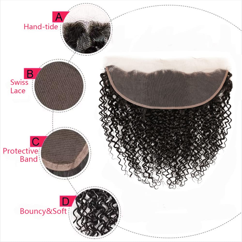 Human Hair Kinky Curly Bundles Ear to Ear Lace Frontal