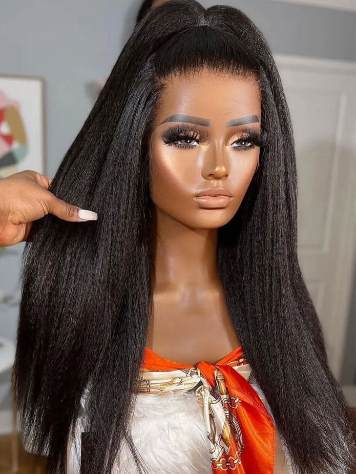 Natural Relaxed Yaki Kinky Straight Hair