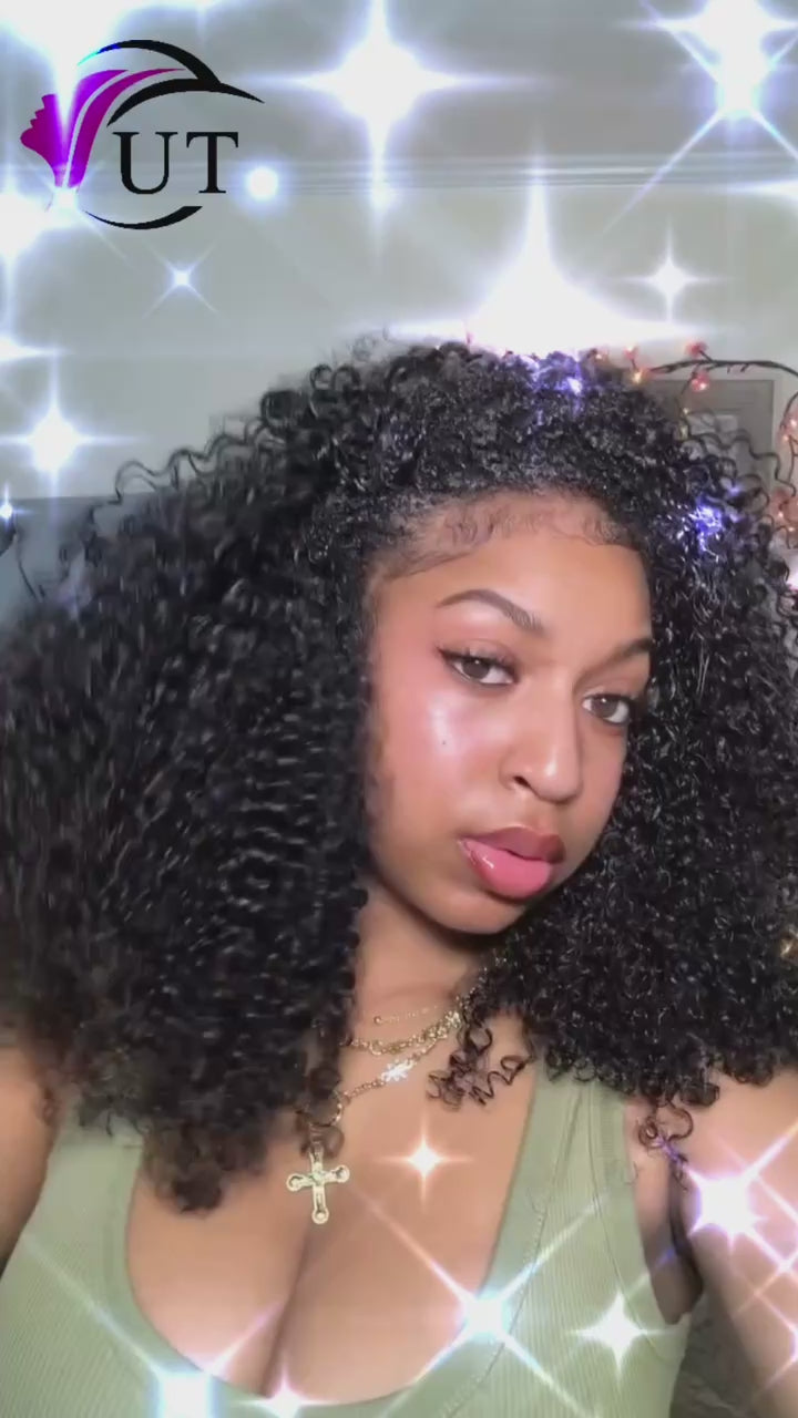 Kinky Curly Half Wig Human Hair 200 Density 3-In-1 Flip Over Half Wigs Glueless Wear and Go Wigs | U-TIMES